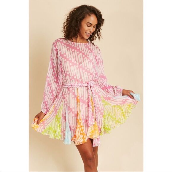 RHODE Ella Printed Crinkle Chiffon Mini Dress - Picture 1 of 11